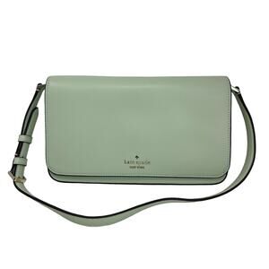Kate Spade Staci Flap Shoulder Light Olive Saffiano Leather Bag KF371 $329